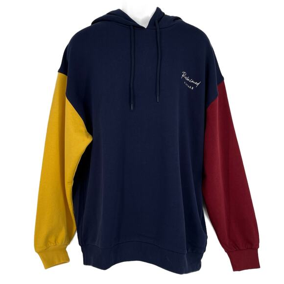 Reclaimed Vintage Hooding in Blue/Maroon/Yellow Size L48 - Picture 1 of 6